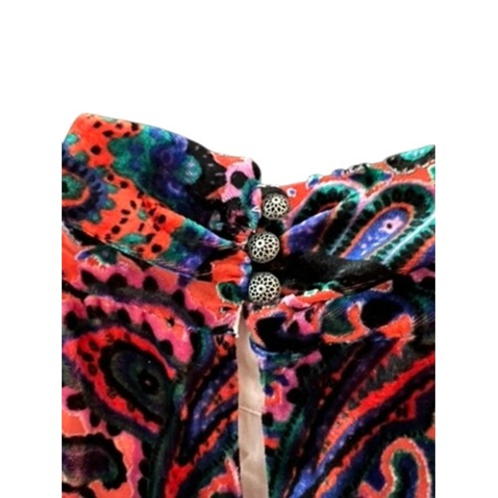 Moulinette Soeurs Anthropologie Velvet Paisley Halter Midi Dress Blue Orange 2 - Picture 14 of 15